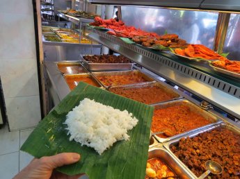 Start with rice - on a banana leaf