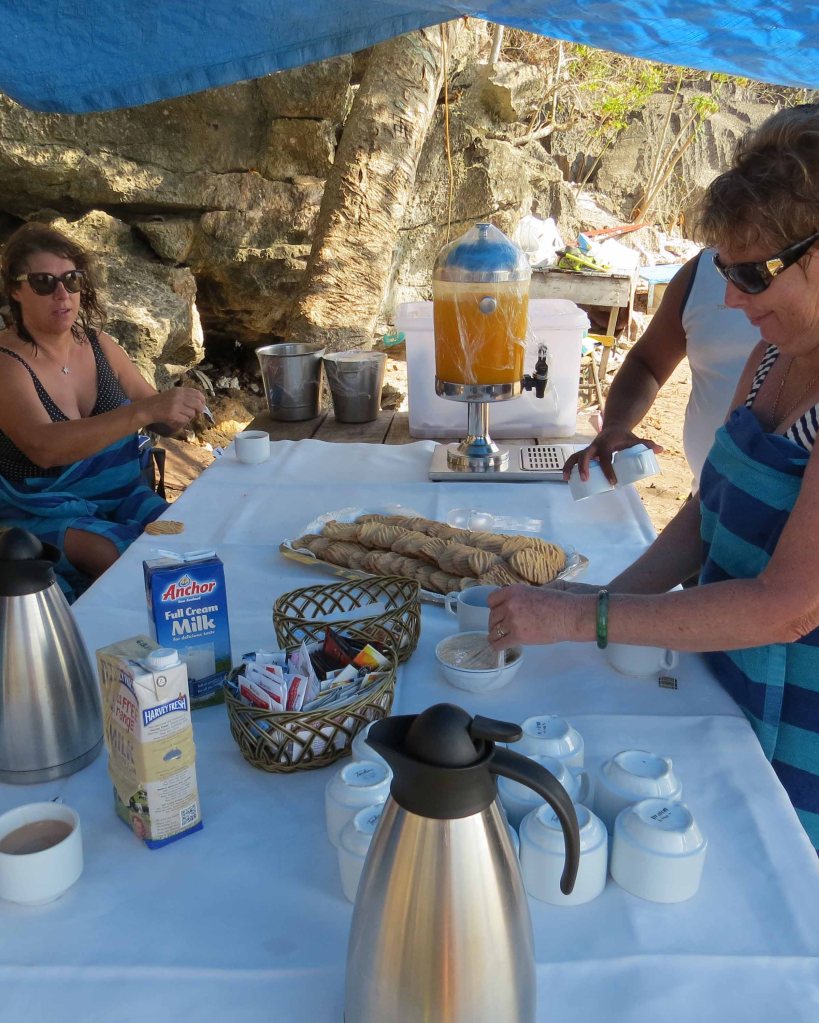 Morning tea on the beach after visiting the cave